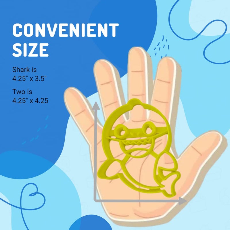 Heart's Treasure INSPIRED BY BABY SHARK COOKIE CUTTERS. Two-Year-Old Birthday Number and Word With Baby Yellow Shark Cartoon Character Cookie Cutters (2 Pack) - Image 2